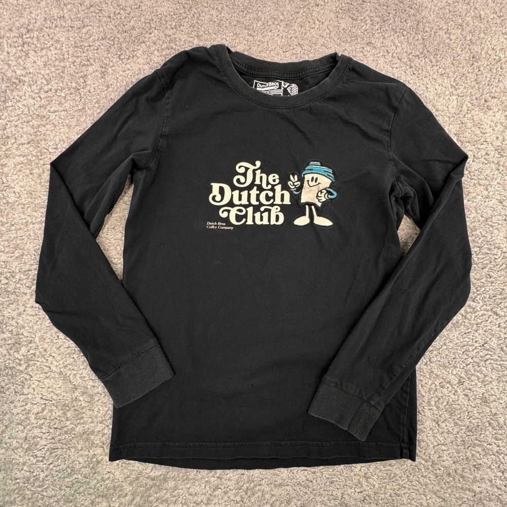 Dutch Bros Coffee The‎ Dutch Club Long Sleeve Shirt Small Black SMALL PINHOLE